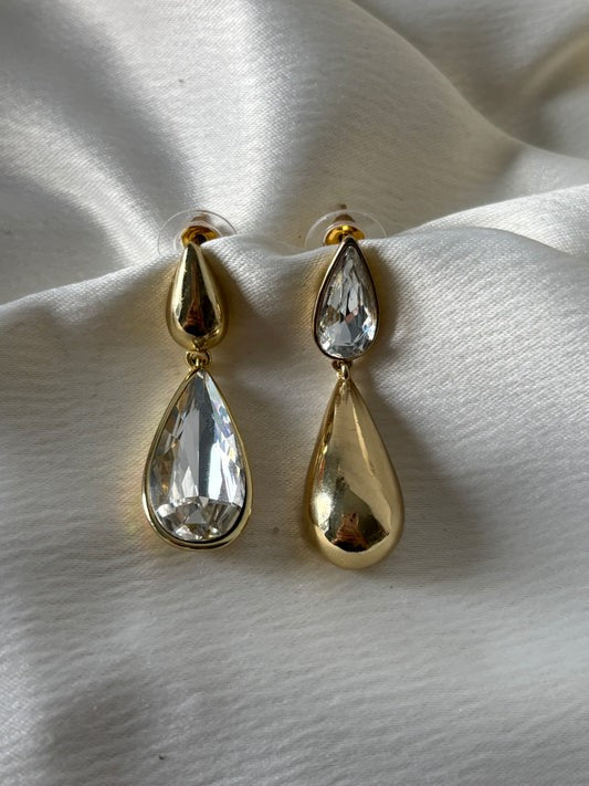 Fiji Teardrop Gold and Diamante Earrings