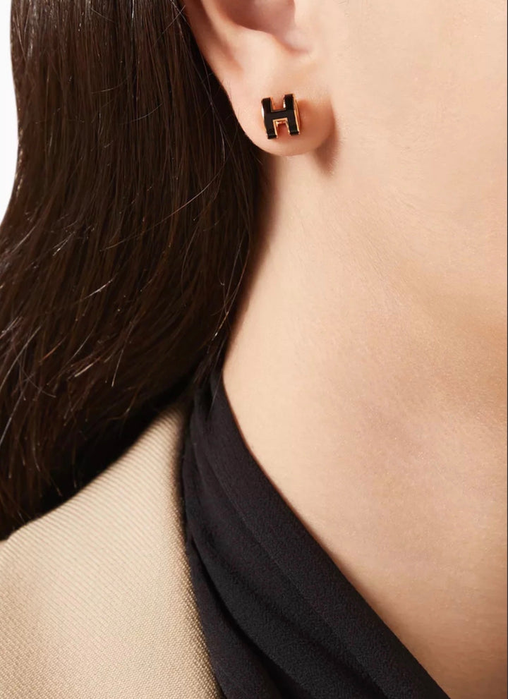 The Venice mini H Rose gold earrings