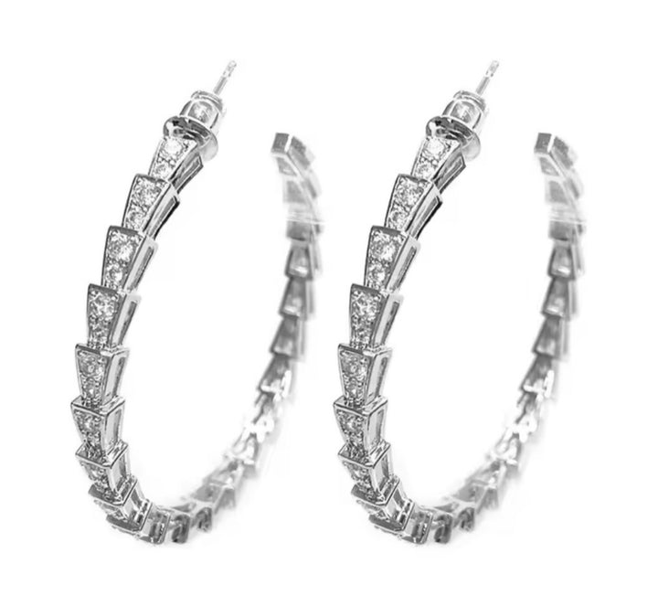 The Zurich Serpent Baguette Silver Earrings