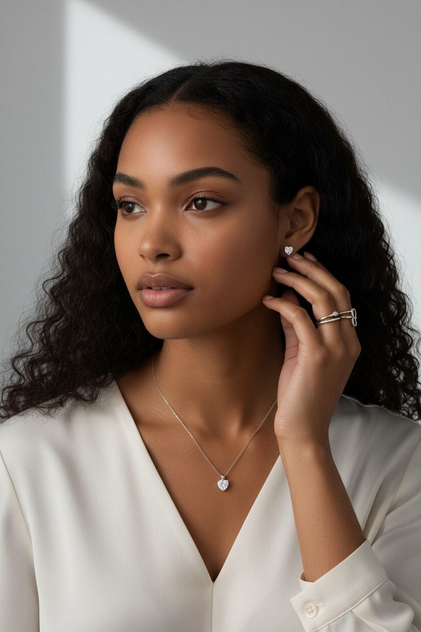 The Parisian heart stud set